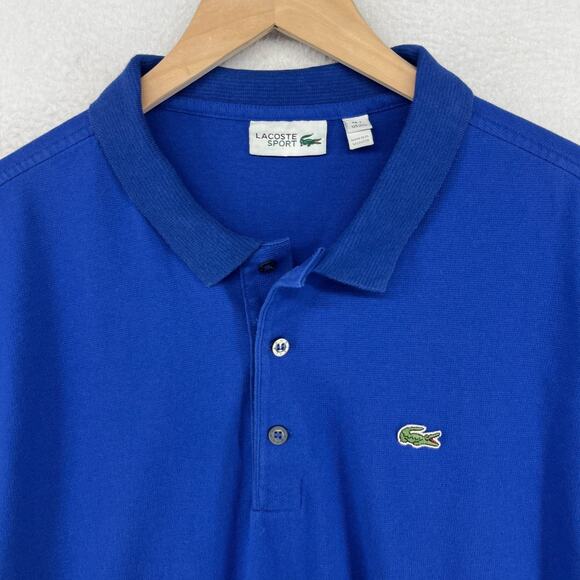 LACOSTE Shirt Mens 7 2XL SPORT Polo Golf Short Sleeve Jersey Cotton Blue - Picture 5 of 13